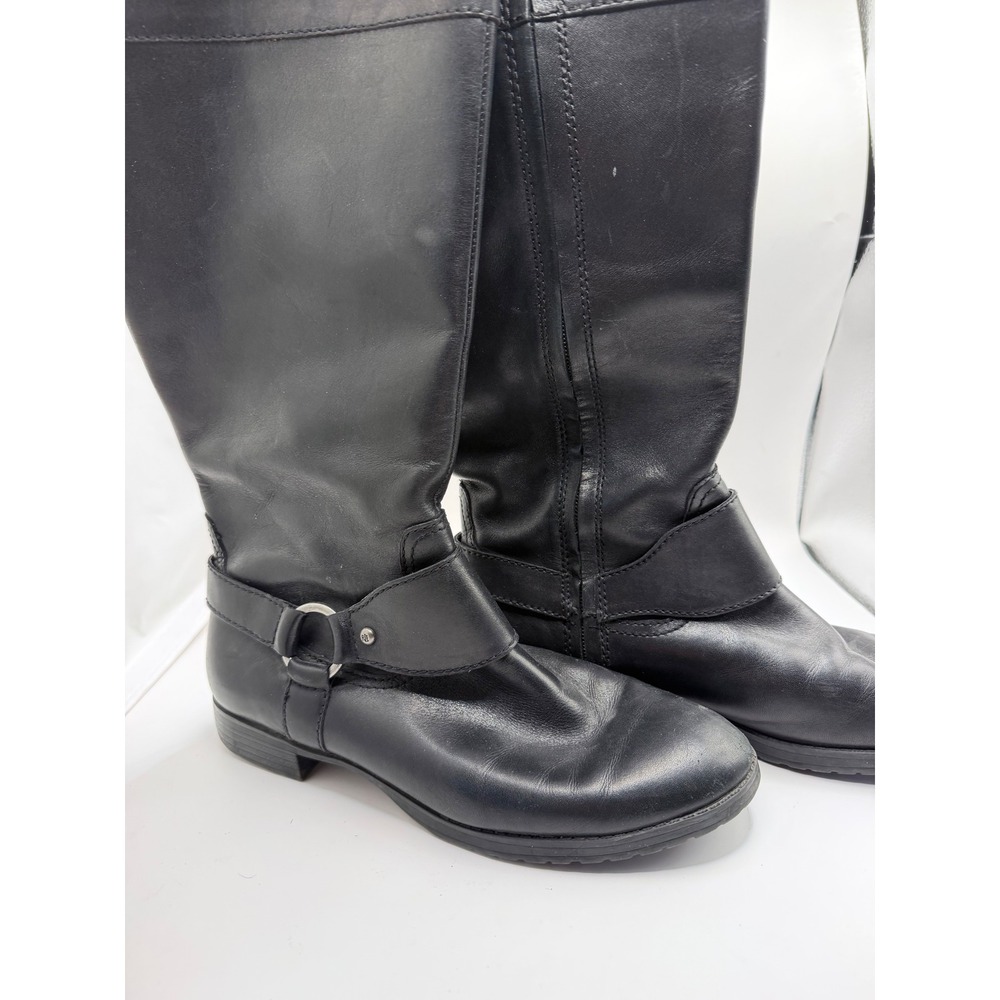 Ralph Lauren Sulita Riding Boots Women Size 8B Black Leather Harness